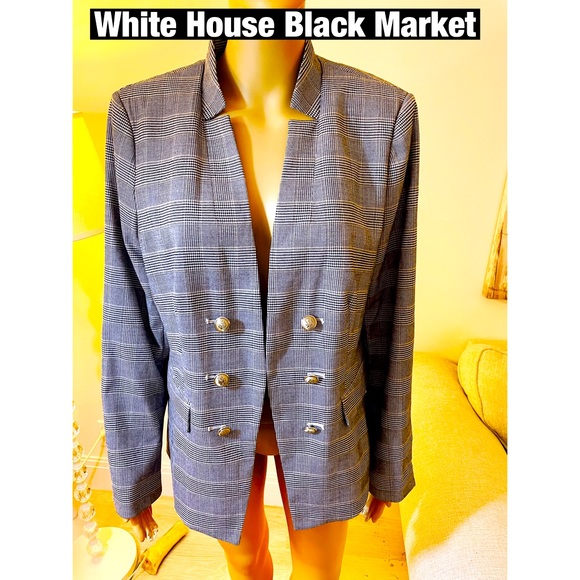 White House Black Market Jackets & Blazers - WHBM, Plaid Double Breasted Jacket Sz 14P New with tags